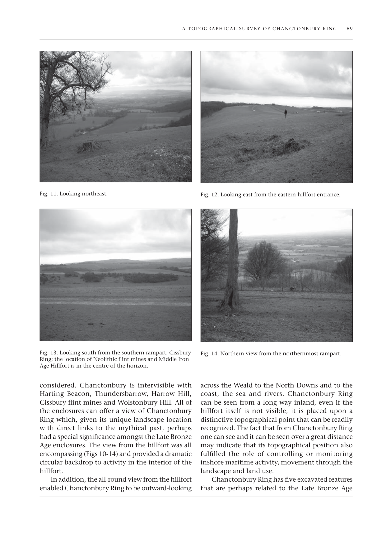 Four views from the hilltop showing the Ring's commanding landscape position
